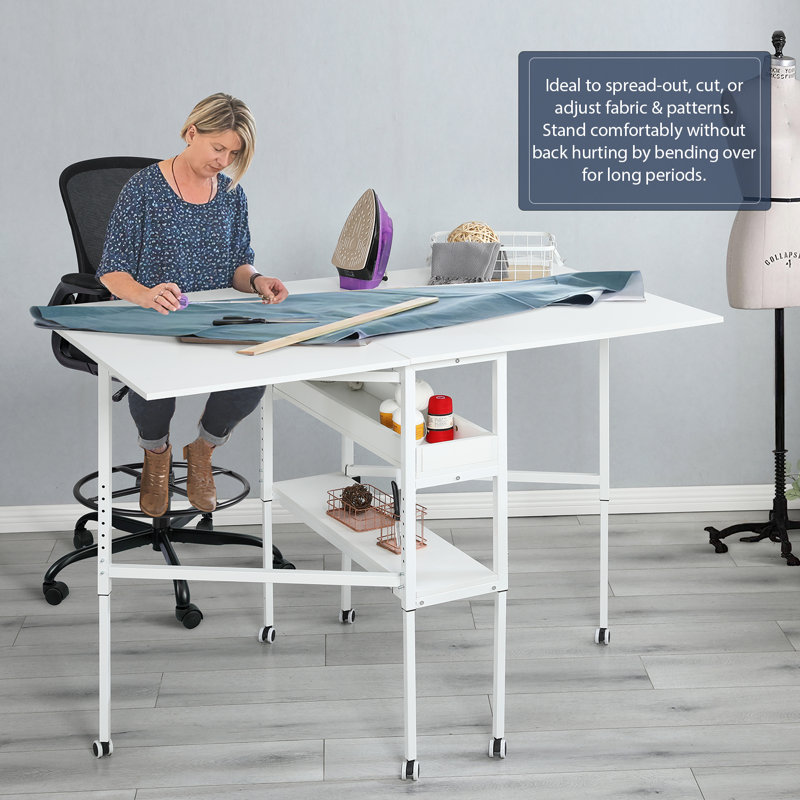 EROMMY 58 x 36 Height Adjustable Foldable Craft Table with Wheels Reviews Wayfair Canada